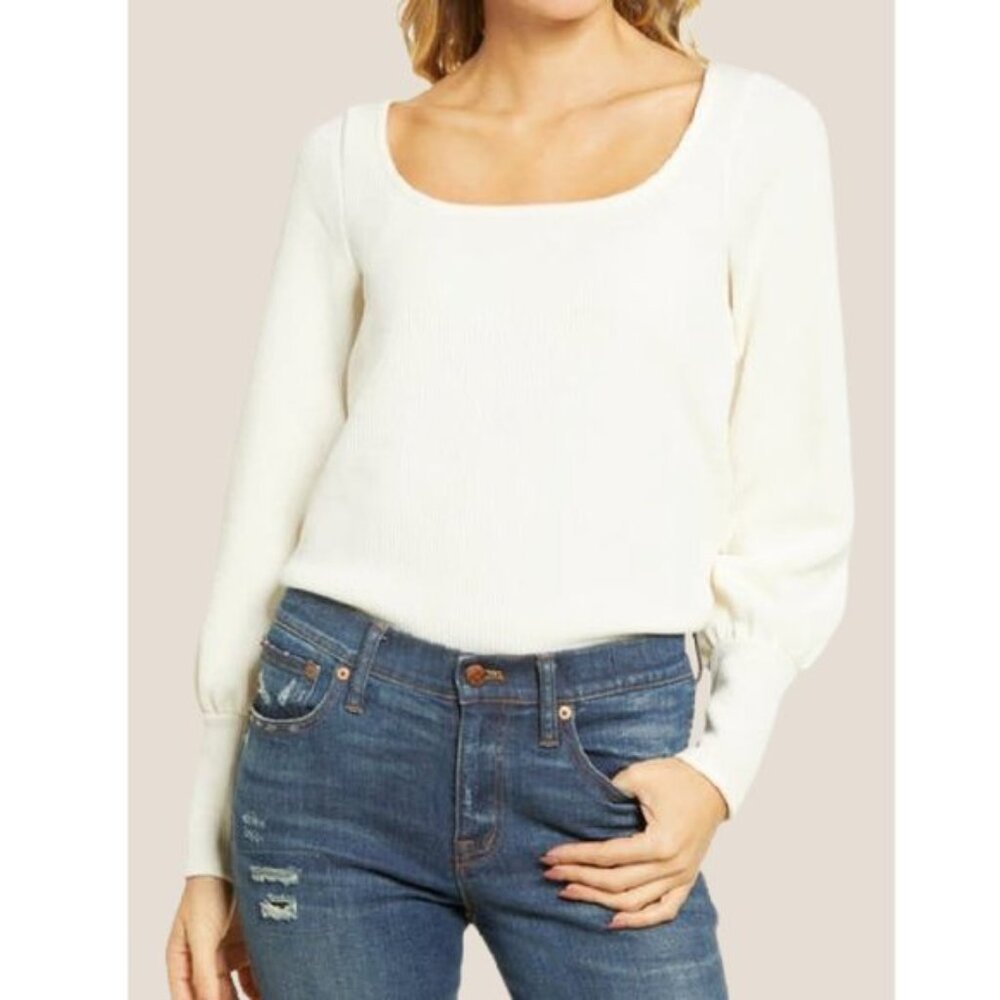Madewell Ottoman Rib Square Neck Top Size S
